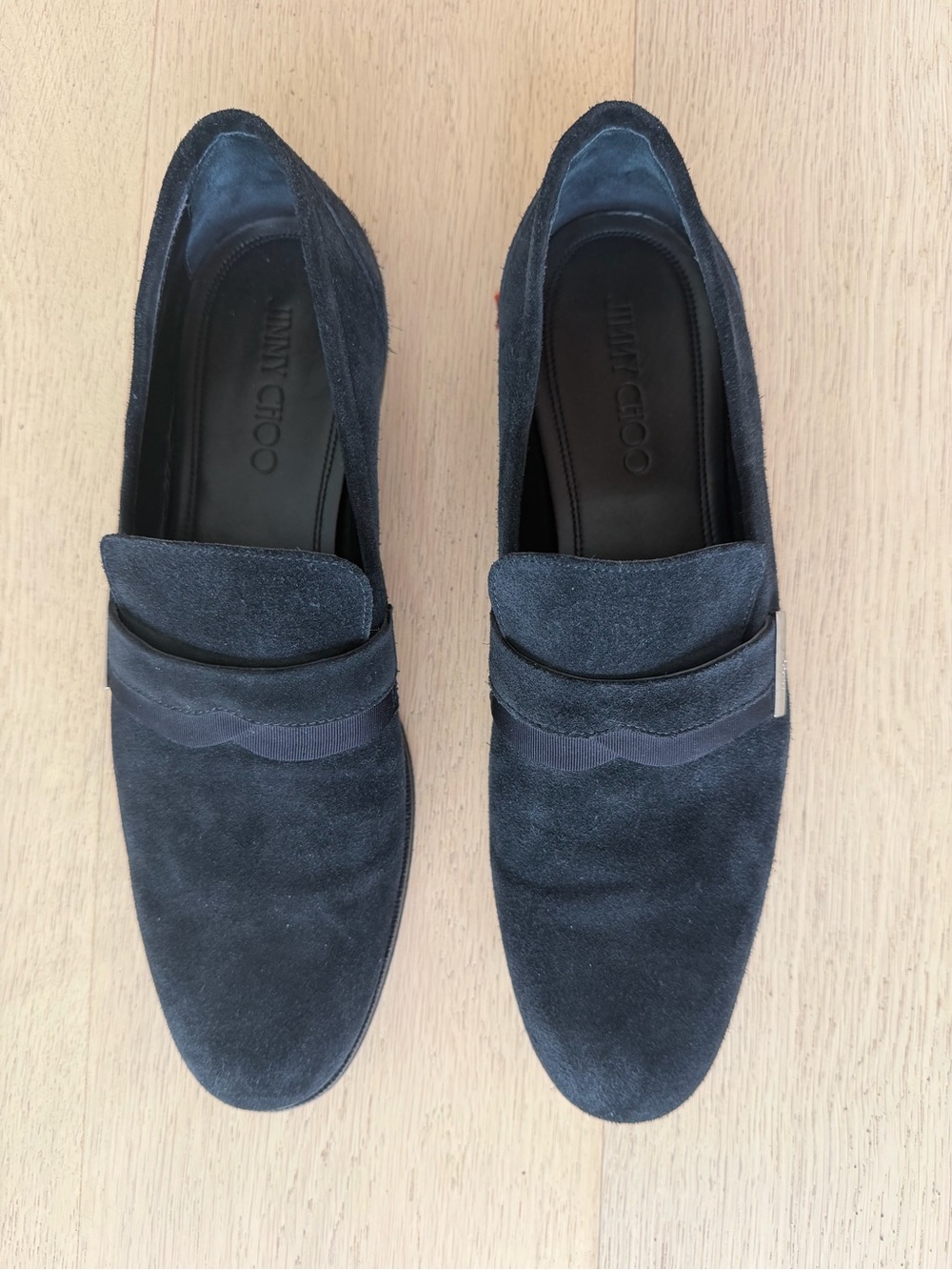 Jimmy Choo Men's Dark Blue Suede Penny Loafers